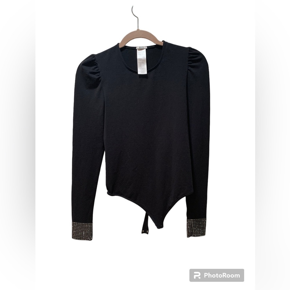 Wolford black bodysuit with crystals at hand  size small.  Great condition.